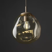 Pendant light LAVA M – beige glass shade, warm tone - Image 3