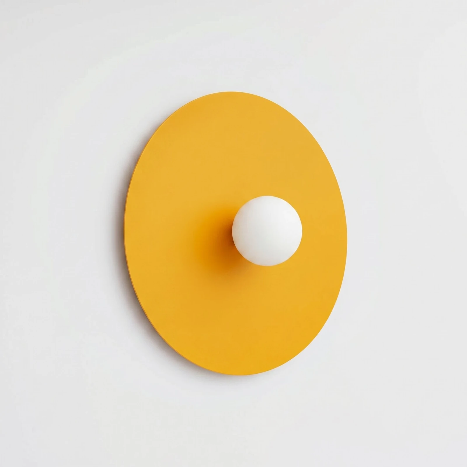 Wall lamp 50 cm – round, yellow, with white glass globe