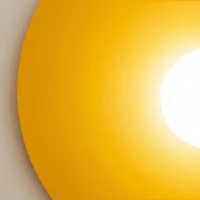 Wall lamp 50 cm – round, yellow, with white glass globe - Image 4