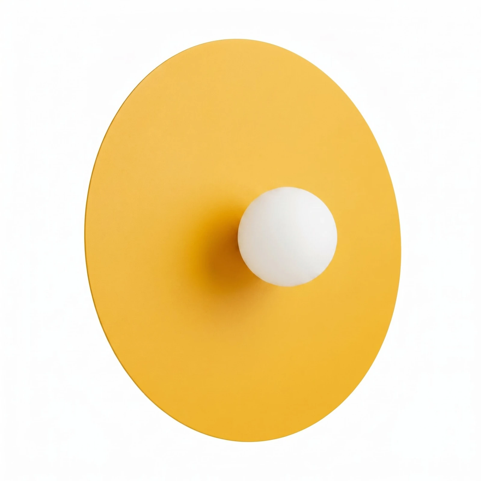 Wall lamp 50 cm – round, yellow, with white glass globe