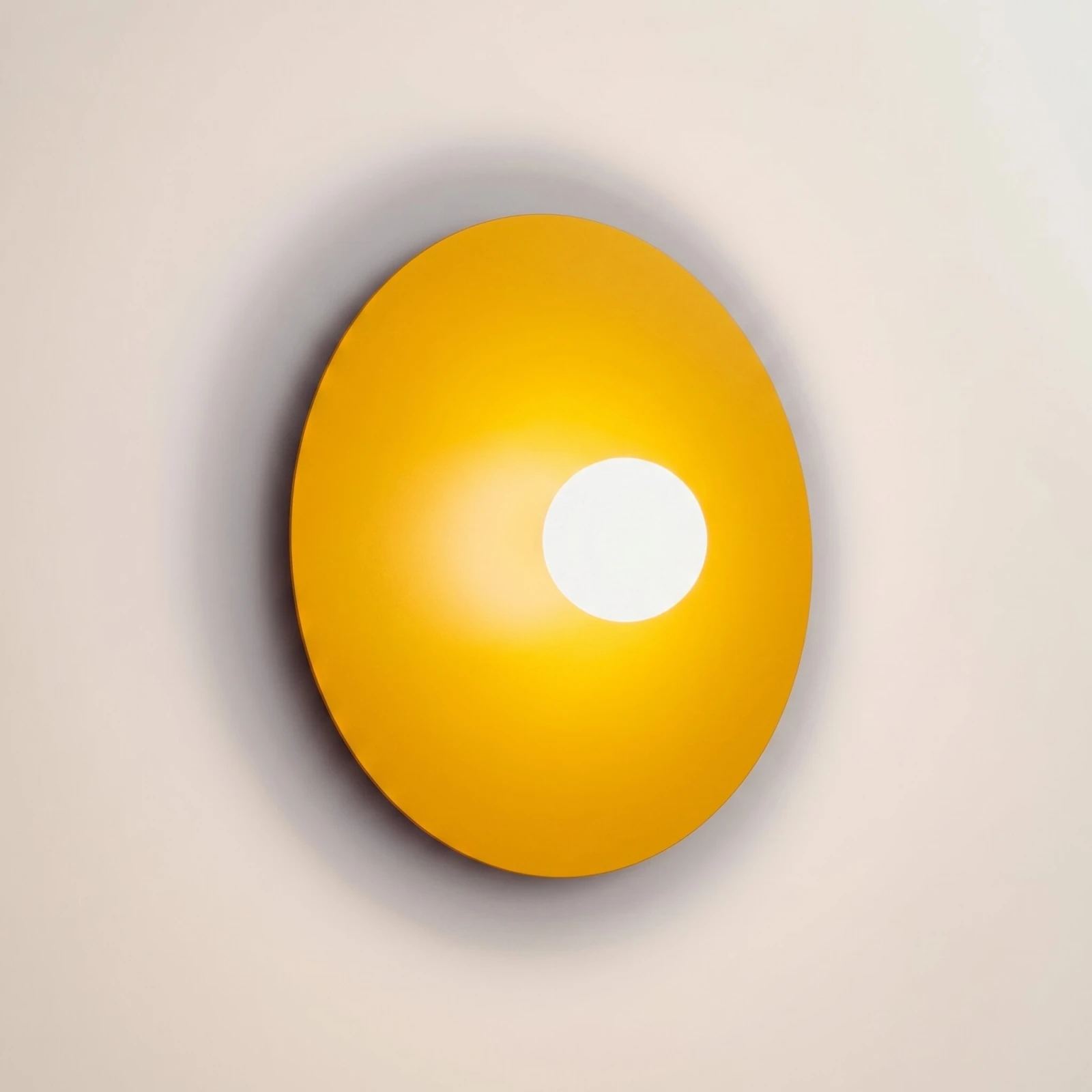 Wall lamp 50 cm – round, yellow, with white glass globe