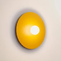 Wall lamp 50 cm – round, yellow, with white glass globe - Image 1