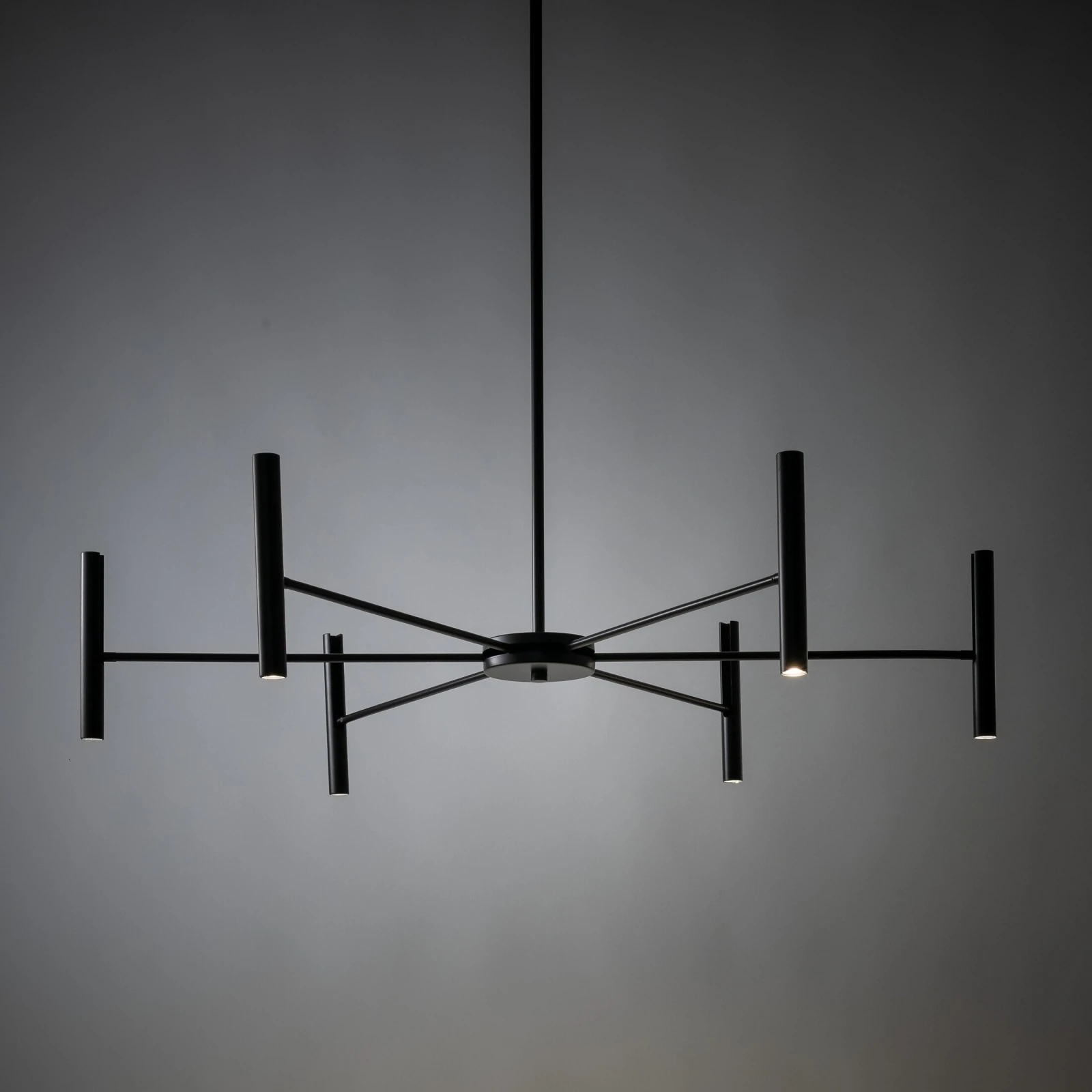 LED pendant light 30W – cylindrical, black, 3000K warm light