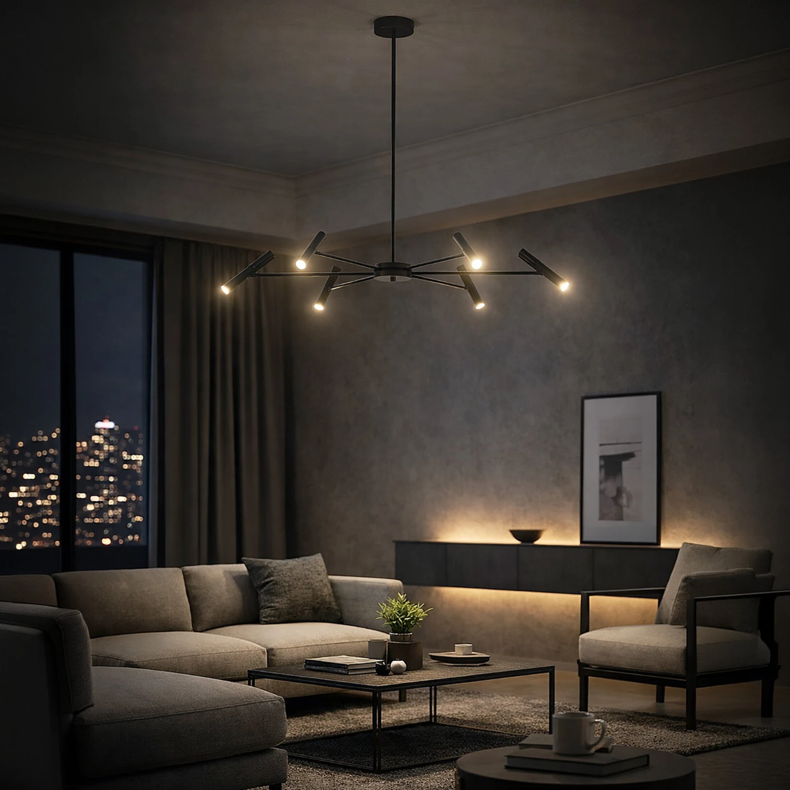LED pendant light 30W – cylindrical, black, 3000K warm light