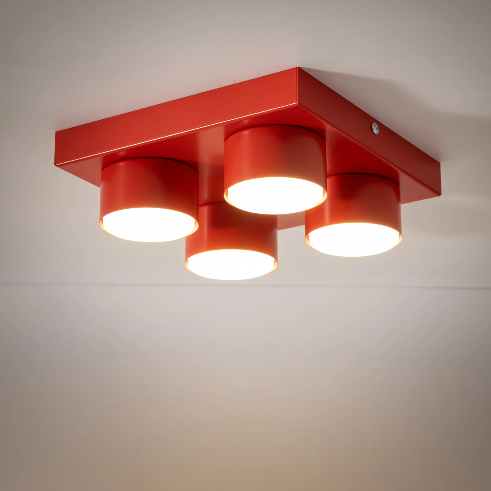 BRIX ceiling light 4xGX53 – square, red, ceiling or wall mount
