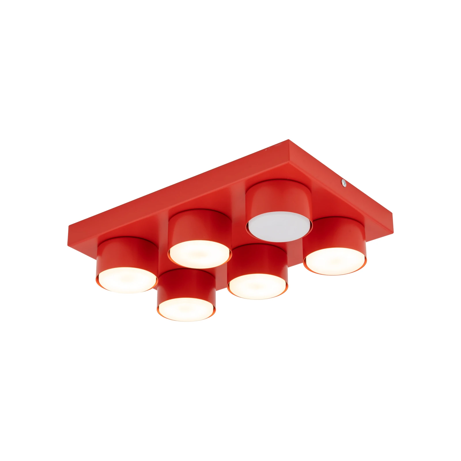 BRIX ceiling light 6xGX53 – rectangular, red, bold room accent