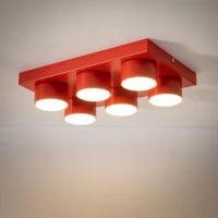 BRIX ceiling light 6xGX53 – rectangular, red, bold room accent - Image 1