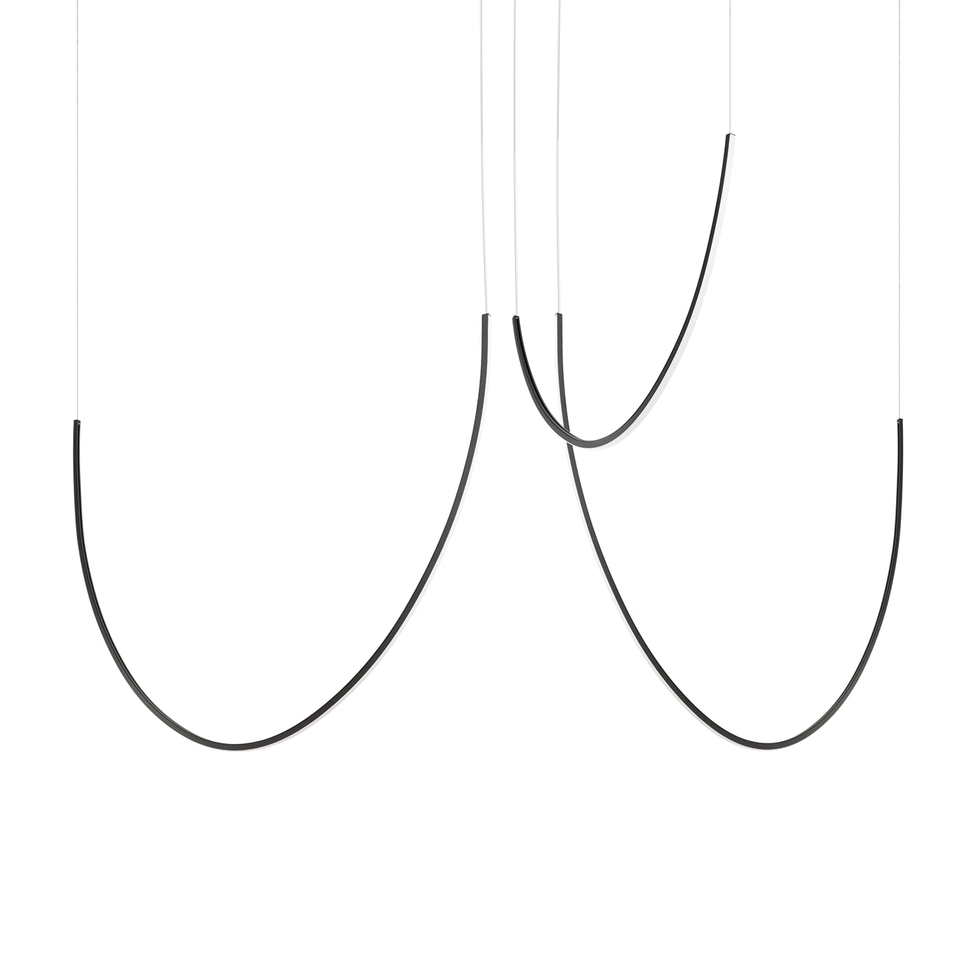 LED pendant light 47W – curved arcs, black, 3000K