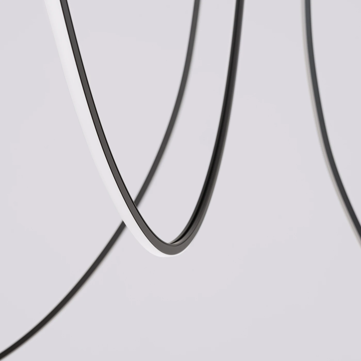 LED pendant light 47W – curved arcs, black, 3000K