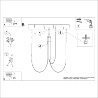 LED pendant light 47W – curved arcs, black, 3000K - Image 11