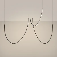 LED pendant light 47W – curved arcs, black, 3000K - Image 1