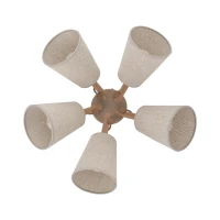 Ceiling light 5 x 15 W – fabric shades, natural wood detail - Image 7