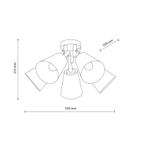 Ceiling light 5 x 15 W – fabric shades, natural wood detail - Image 8