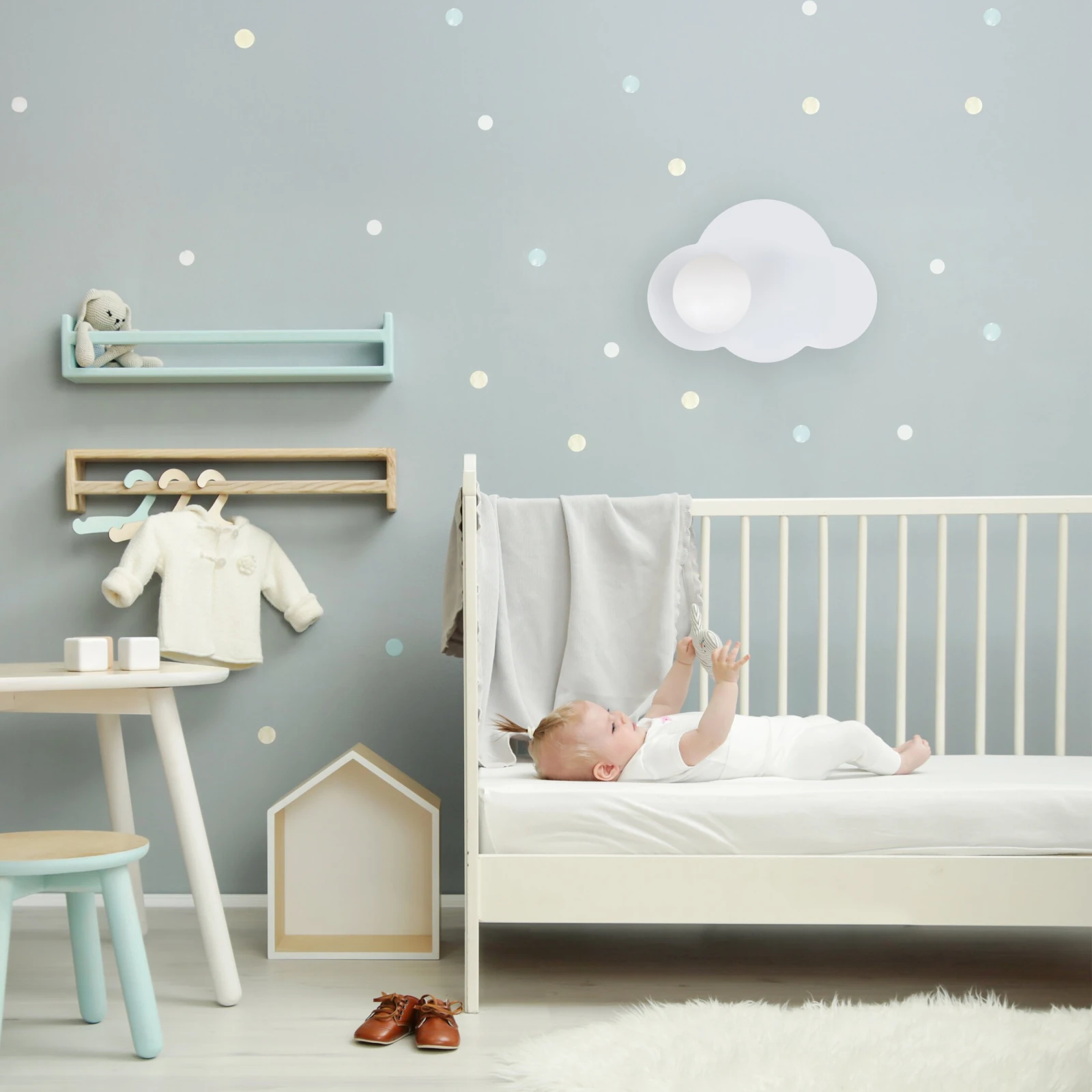 Wall light 8 W – cloud shape, white, with switch