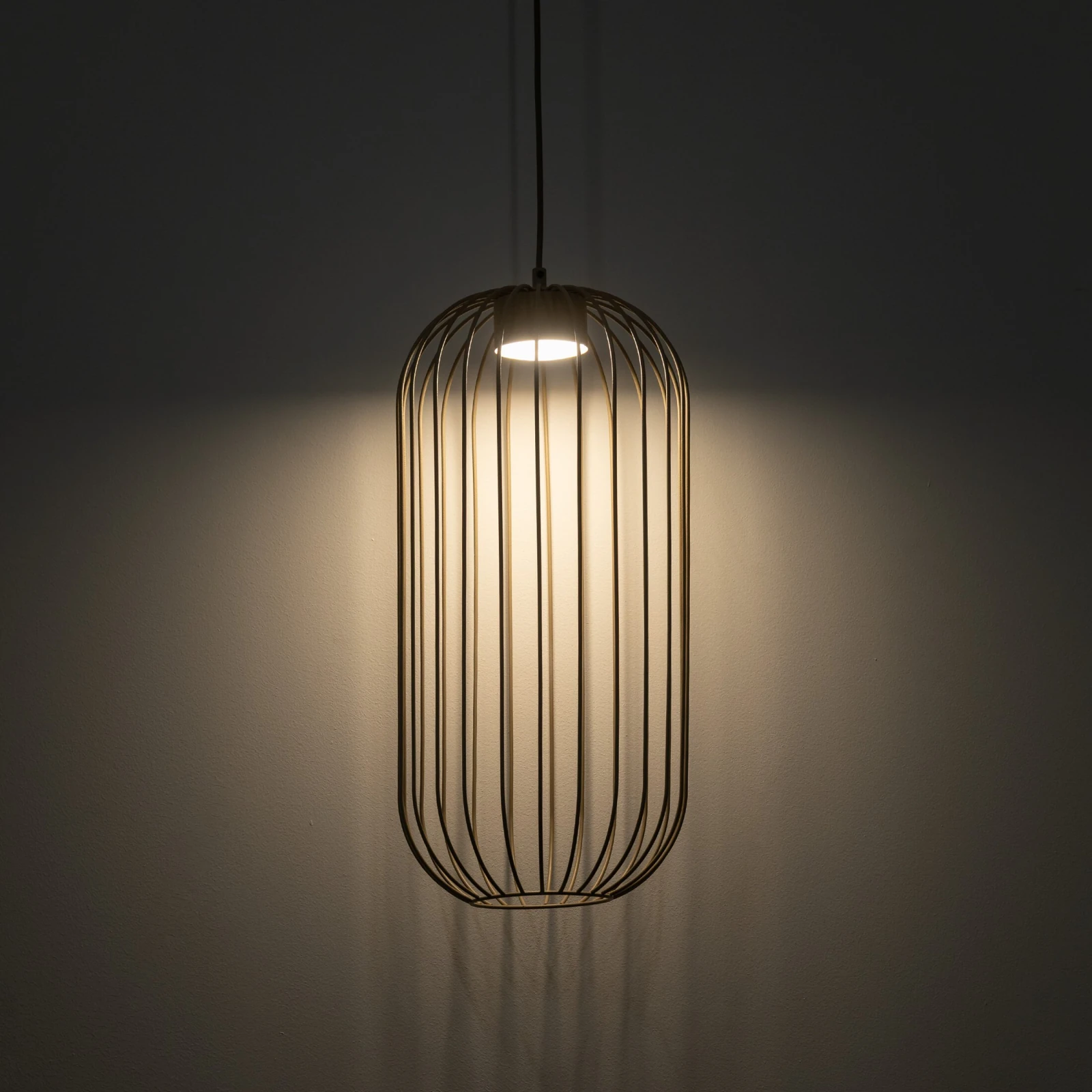 Pendant light SPHERA S – beige, openwork GX53 shade