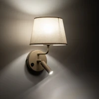 Wall light E27 and G9 – beige shade, adjustable beam - Image 1