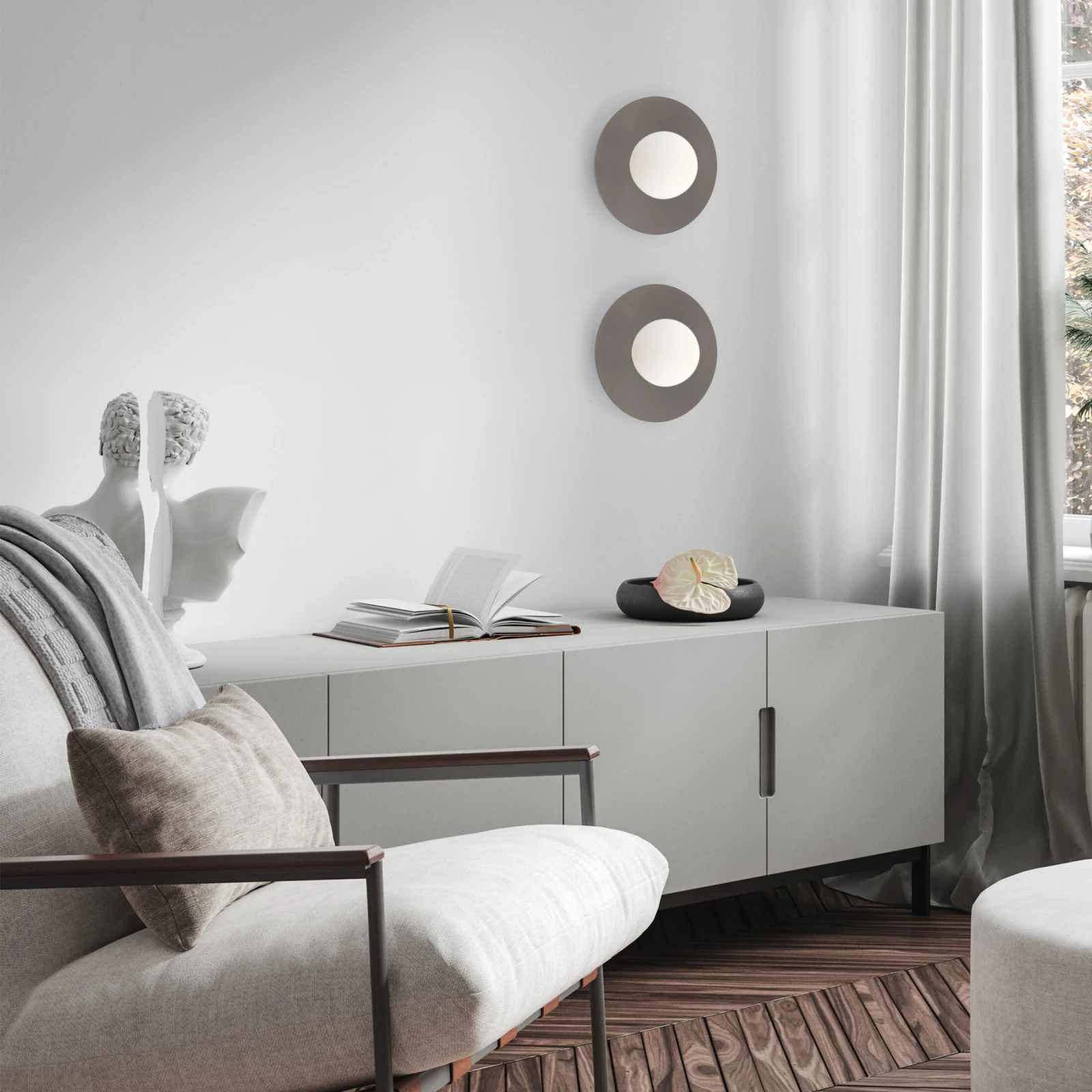 Wall light 8 W – round, brown and white, G9
