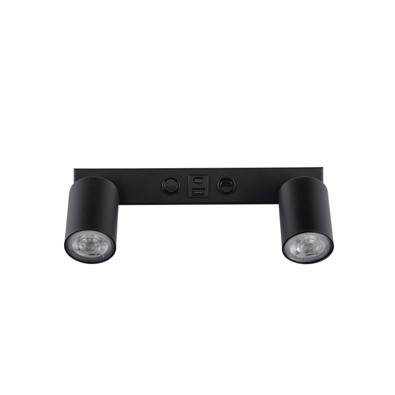 NEX wall light 8 W – black, 2xGU10, USB/C