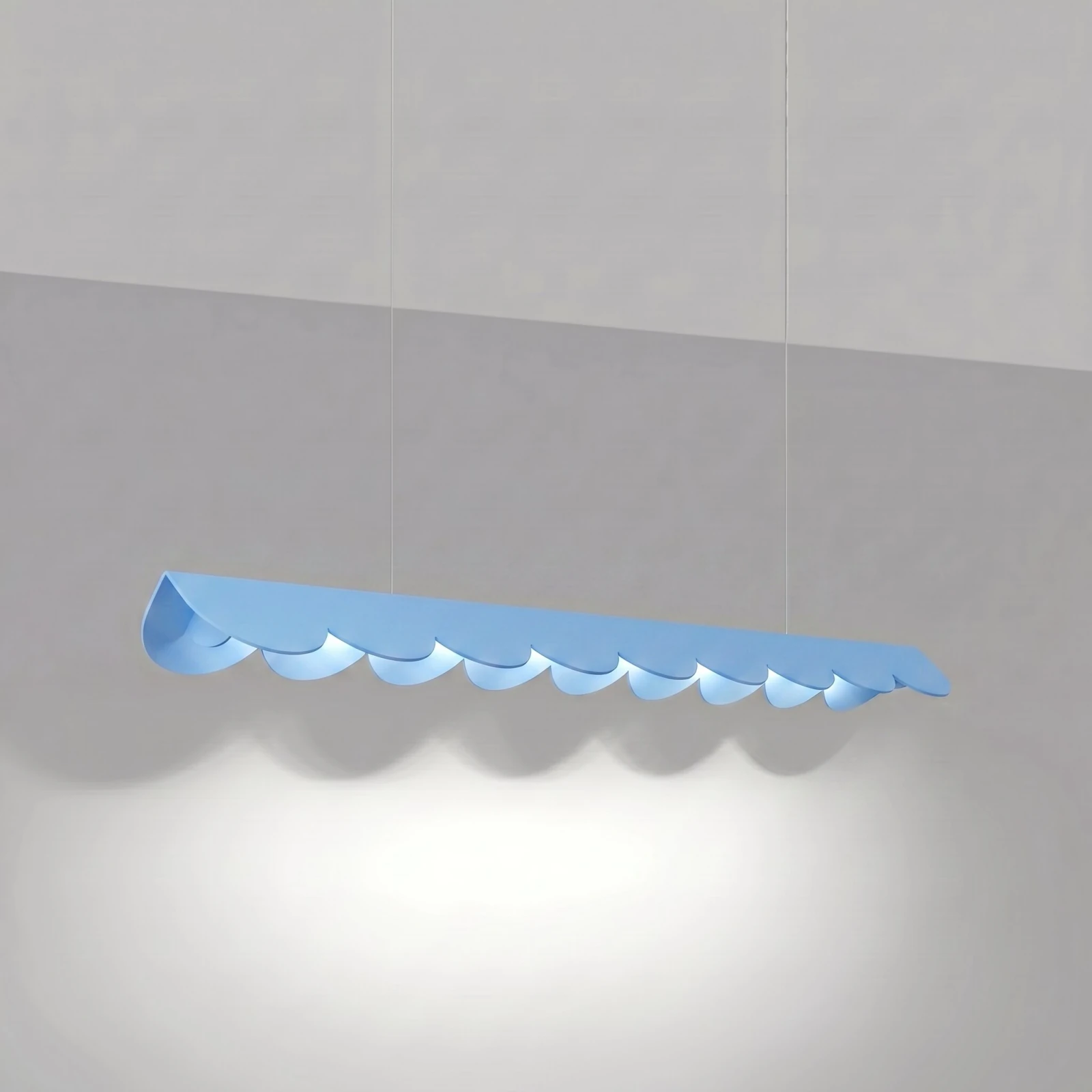 Pendant lamp 12W – scalloped linear form, azure, CRI98