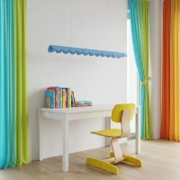 Pendant lamp 12W – scalloped linear form, azure, CRI98 - Image 1