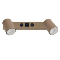 Wall light NEX – double, beige, GU10 with USB/C