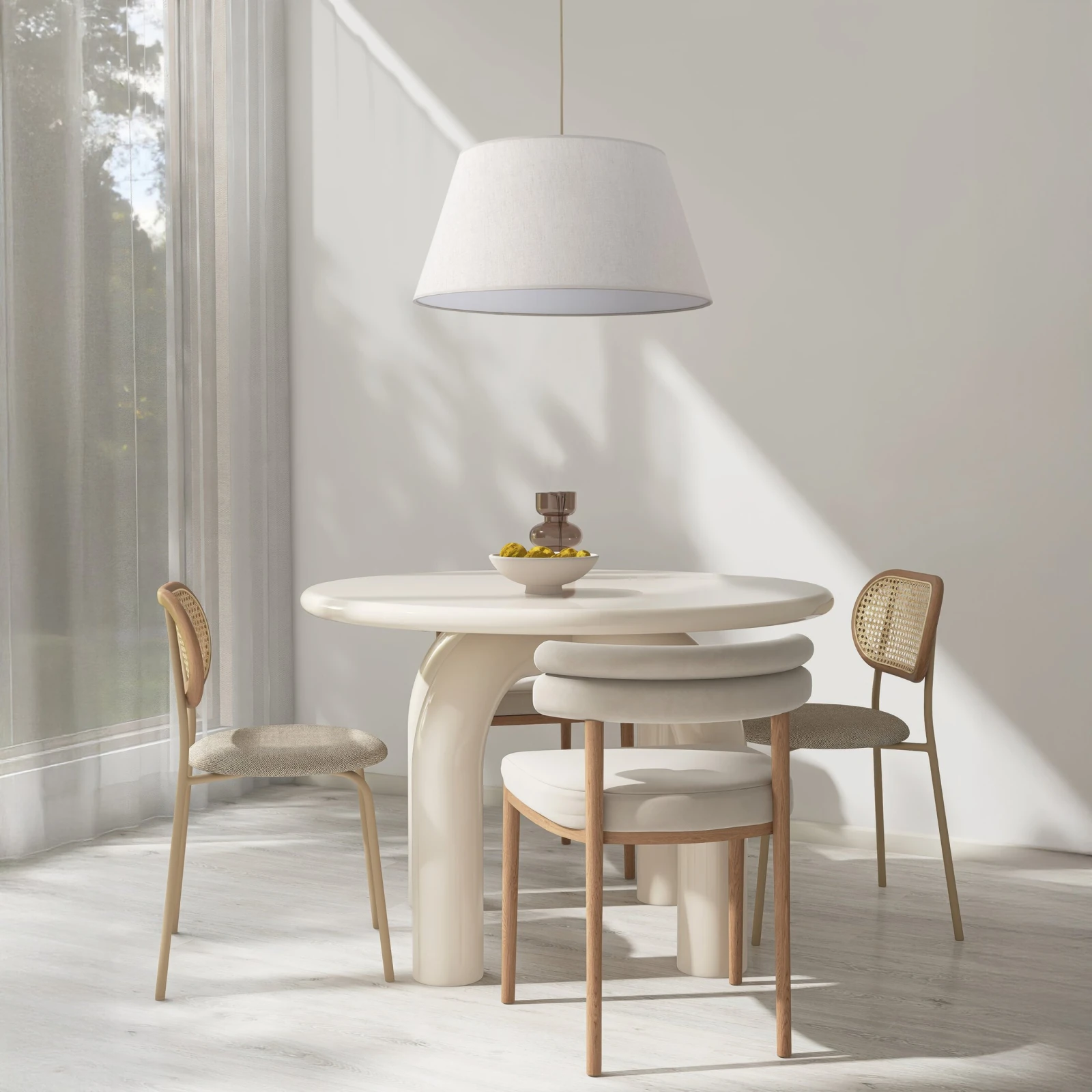 FORMO pendant light 15 W – beige fabric shade