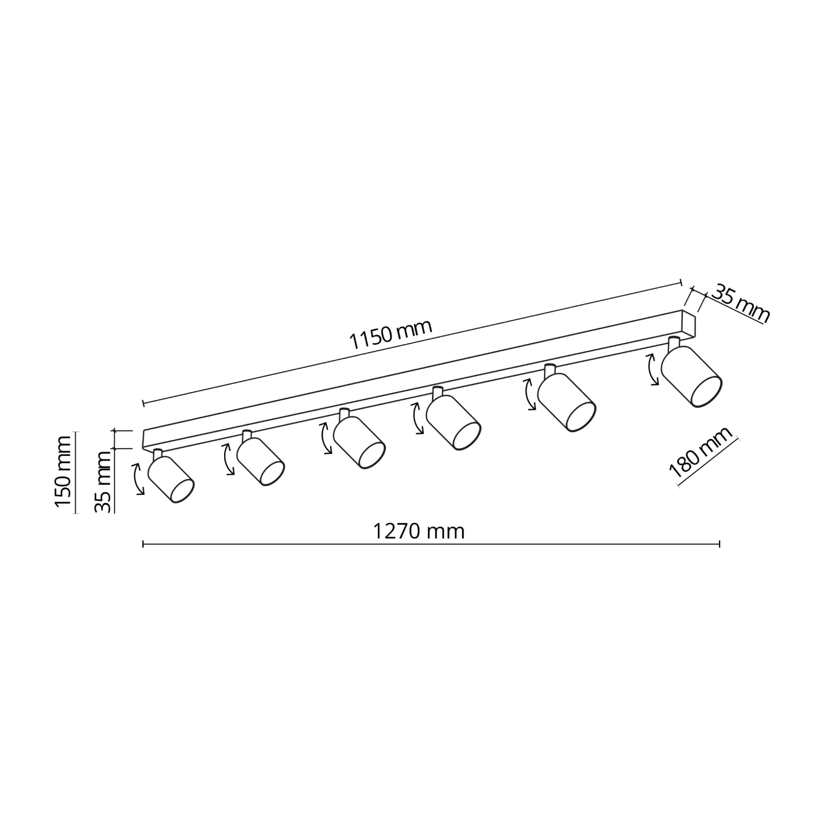 NEX ceiling light 60 W – linear, white, 6xGU10