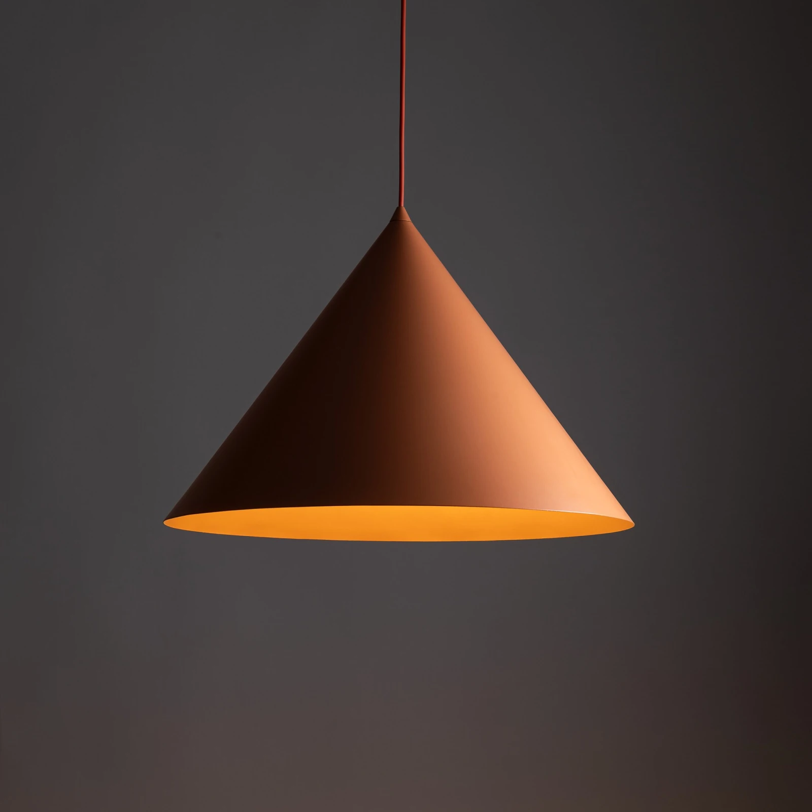 Pendant light CONO XL 15 W – conical, orange, E27