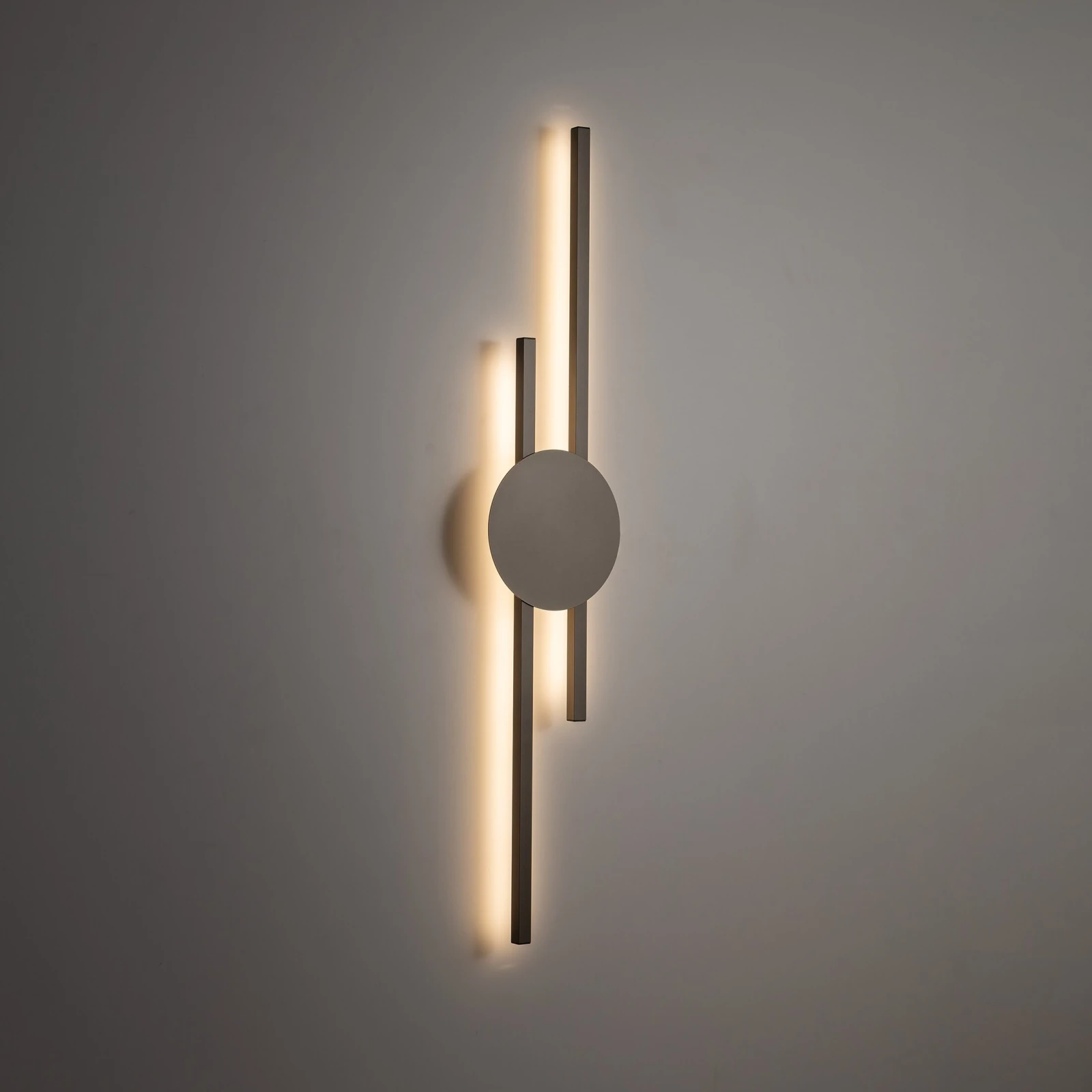 Wall light JAVA 32 W – double linear, brown, integrated LED