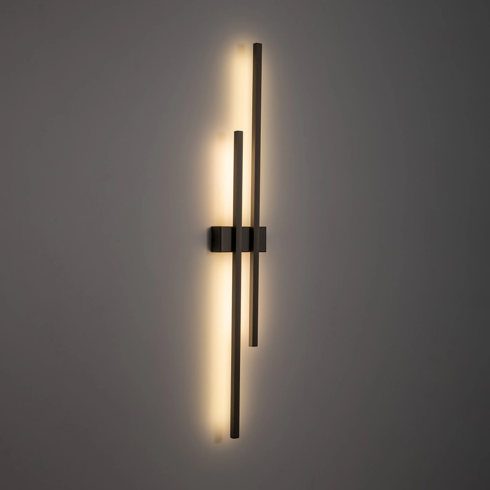 Wall light FLASH 24 W – double linear, brown, integrated LED