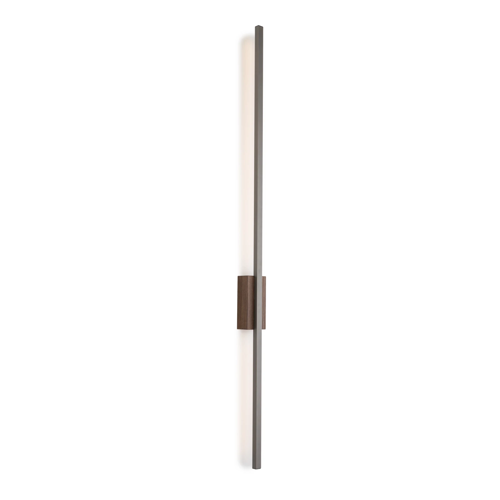 LED wall light 25 W – long linear, brown, wood accent