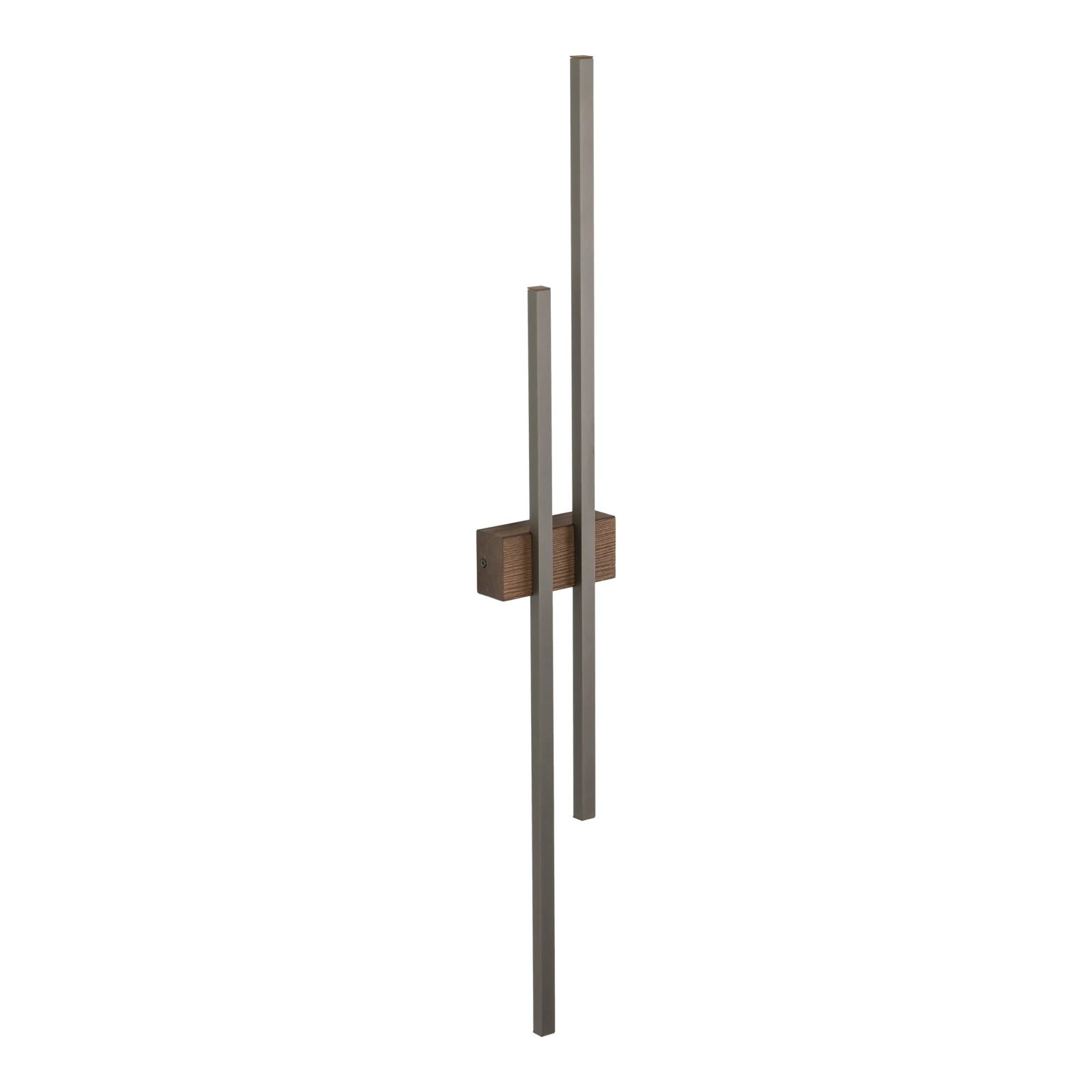 LED wall light 27 W – double line, brown, wood accent