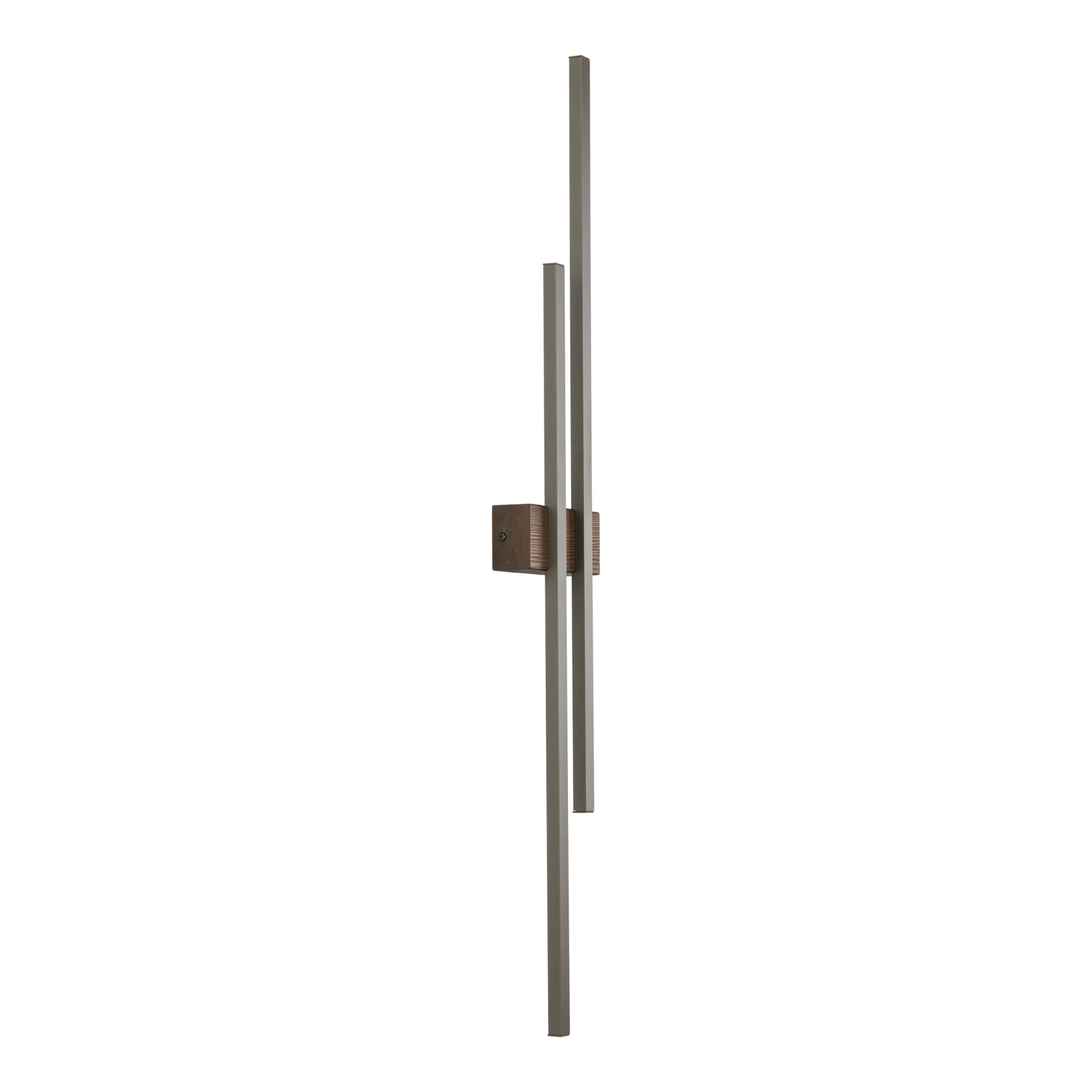 LED wall light 27 W – double line, brown, wood accent