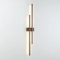 LED wall light 27 W – double line, brown, wood accent - Image 7