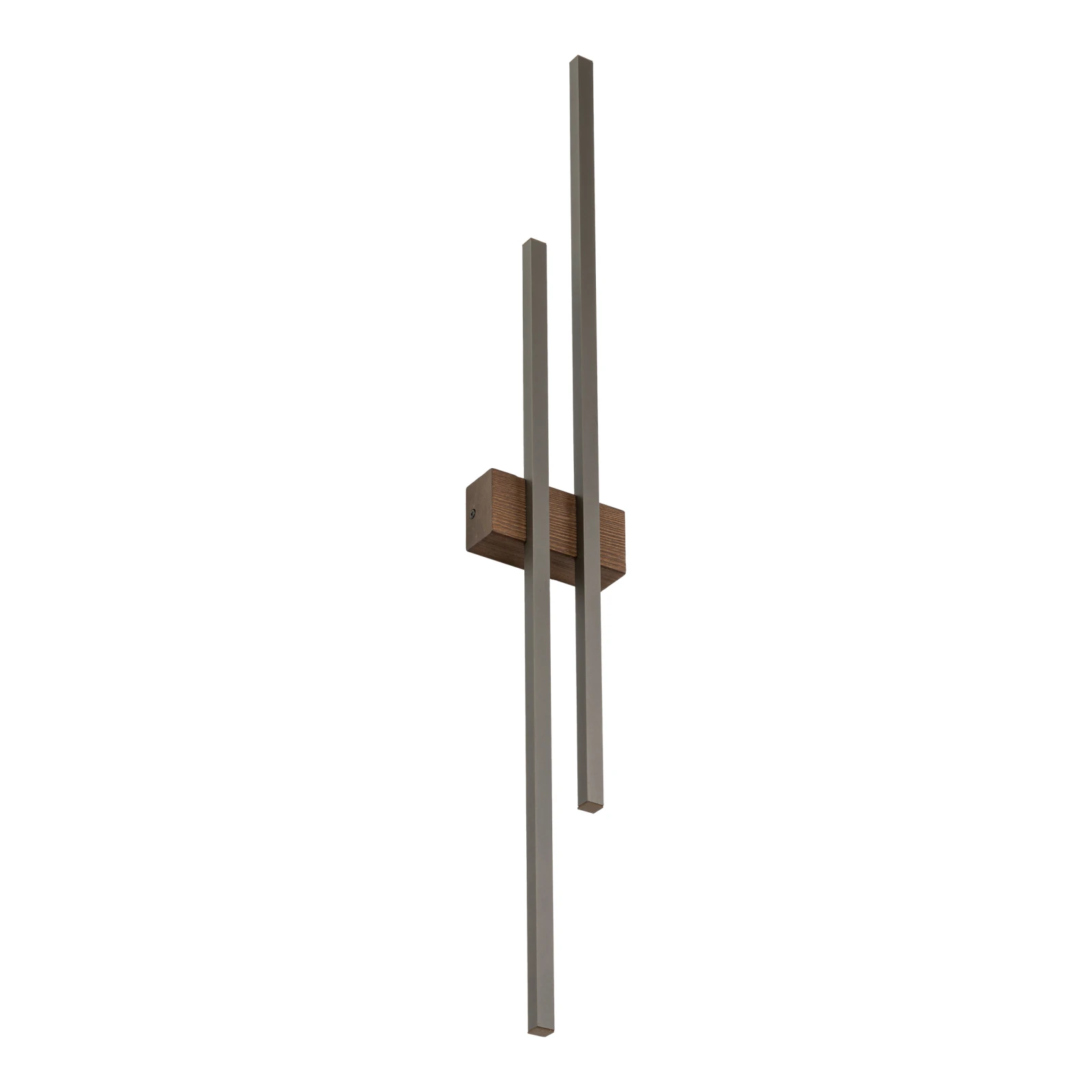LED wall light 27 W – double line, brown, wood accent