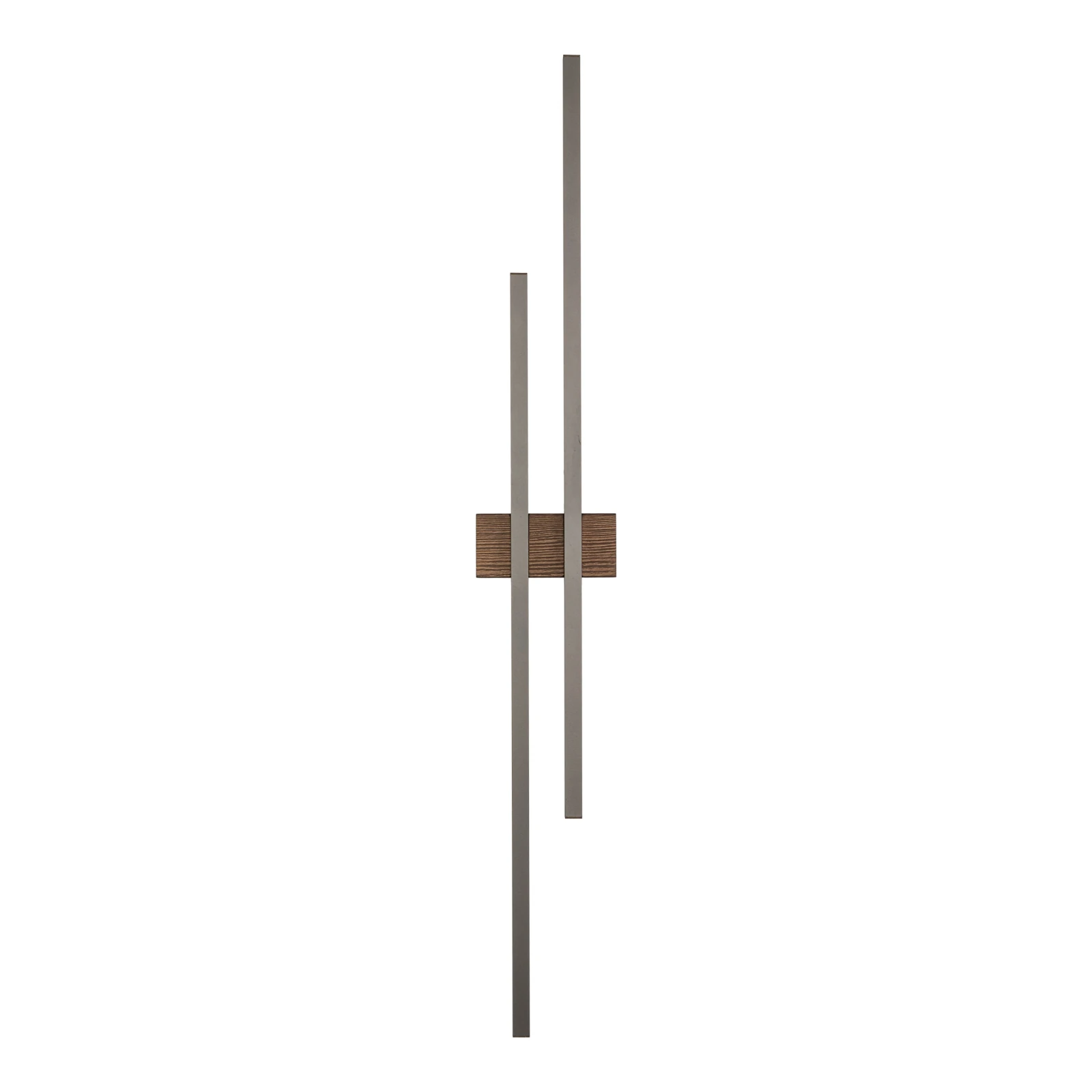 LED wall light 27 W – double line, brown, wood accent