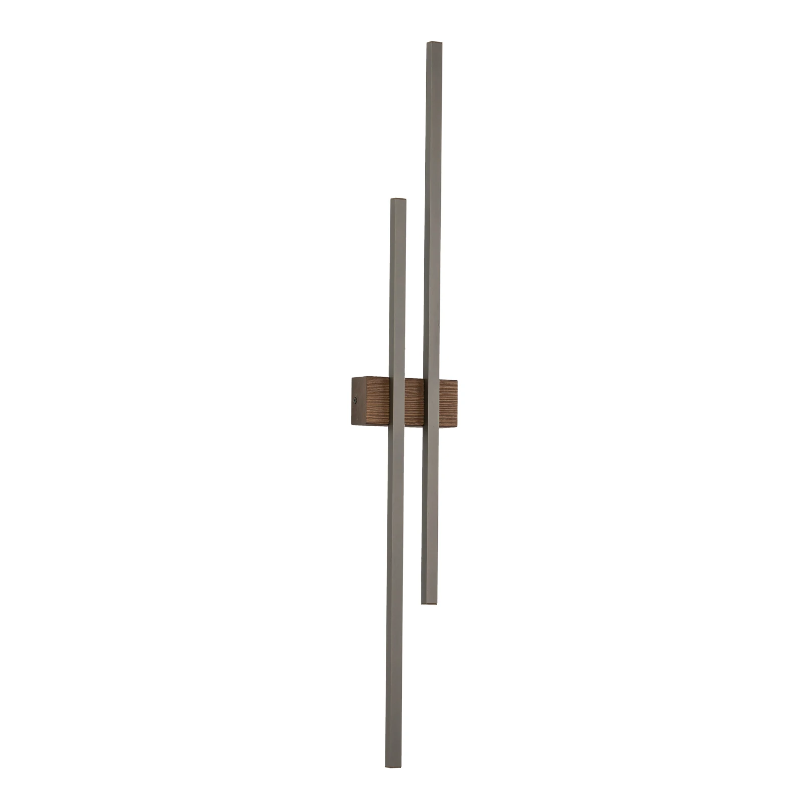 LED wall light 27 W – double line, brown, wood accent