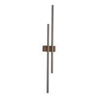 LED wall light 27 W – double line, brown, wood accent - Image 2