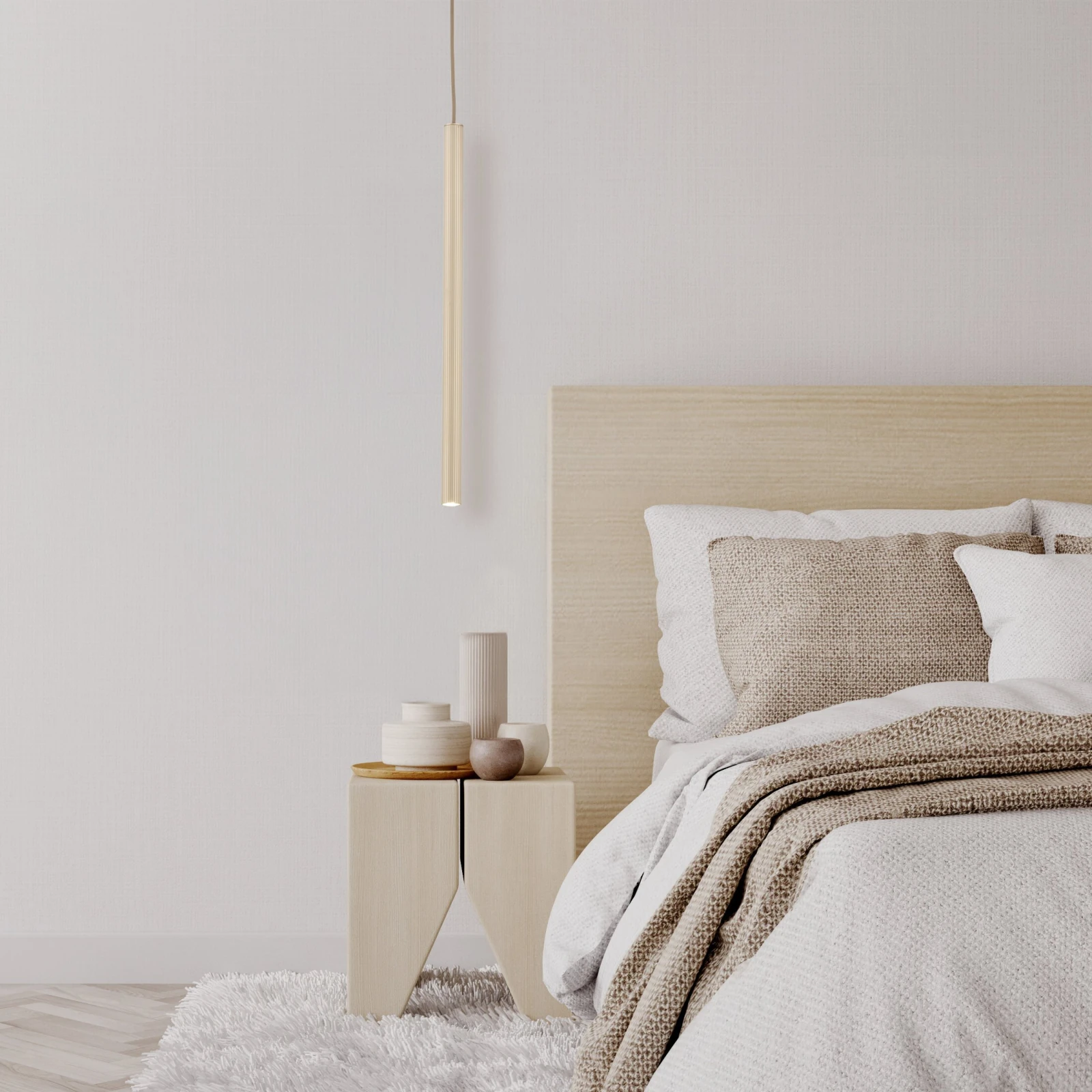 Pendant light 50 cm – tube, champagne beige, G9