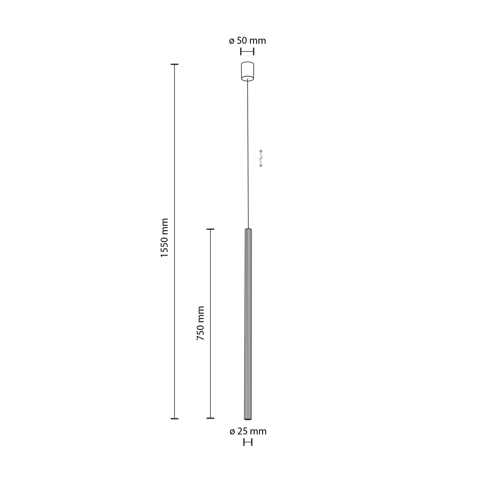 Pendant light 75 cm – tube, champagne beige, G9
