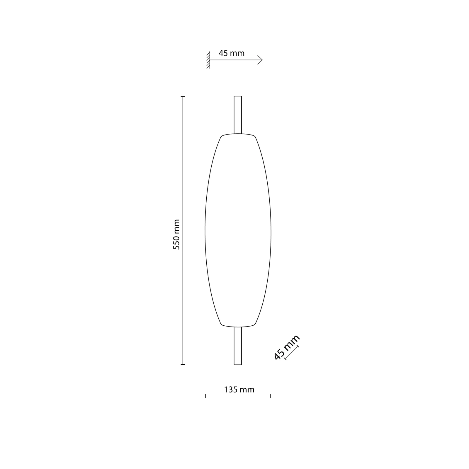 LED wall light 9 W – curved walnut accent, warm glow