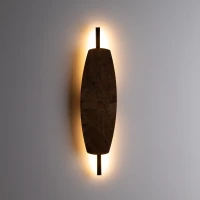 LED wall light 9 W – curved walnut accent, warm glow - Image 1