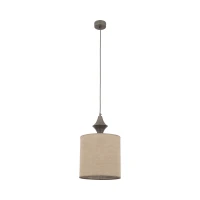 Pendant light E27 – cylindrical, brown, fabric shade - Image 2