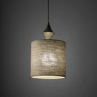 Pendant light E27 – cylindrical, brown, fabric shade - Image 3