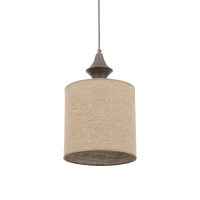 Pendant light E27 – cylindrical, brown, fabric shade - Image 7