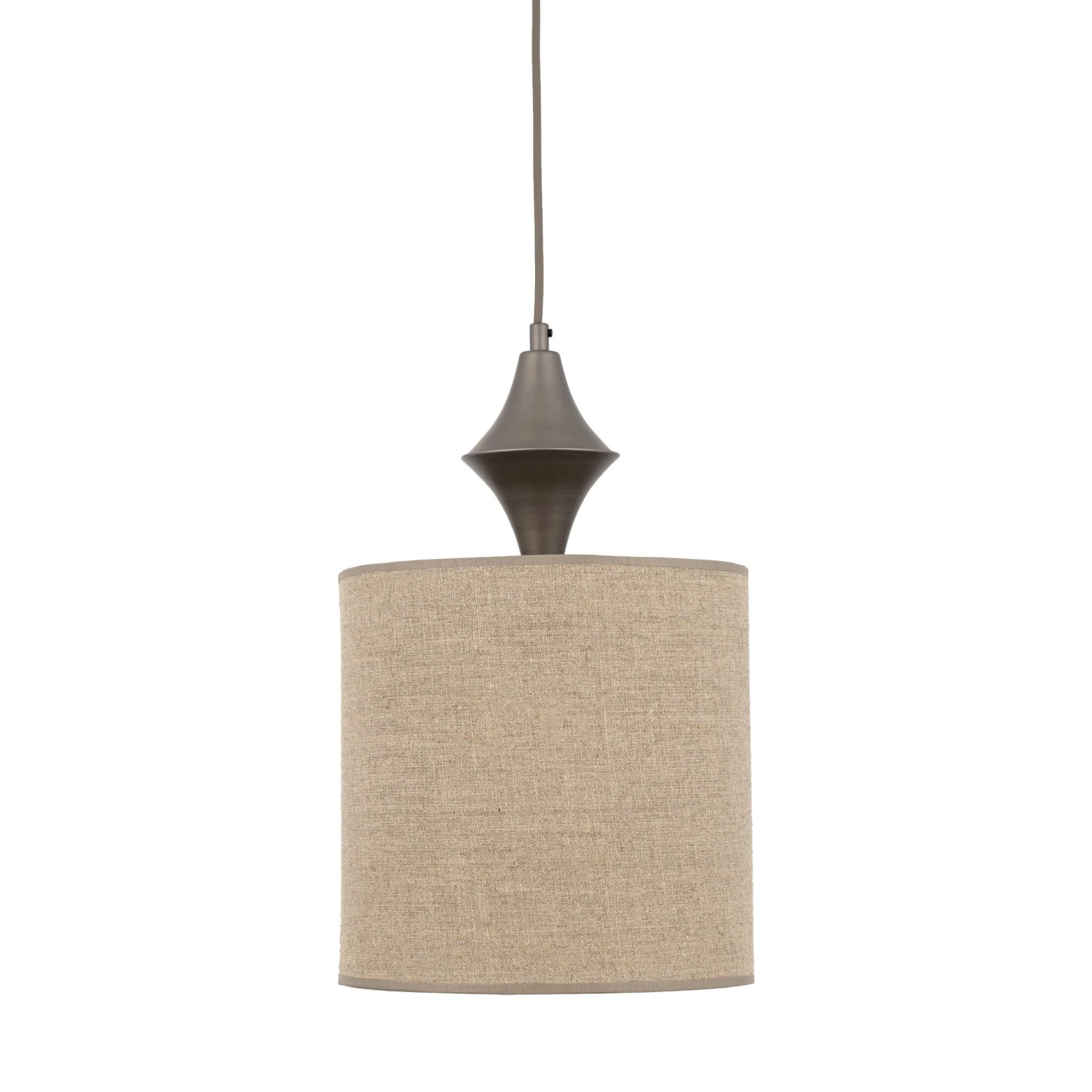 Pendant light E27 – cylindrical, brown, fabric shade