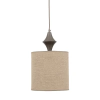 Pendant light E27 – cylindrical, brown, fabric shade - Image 8