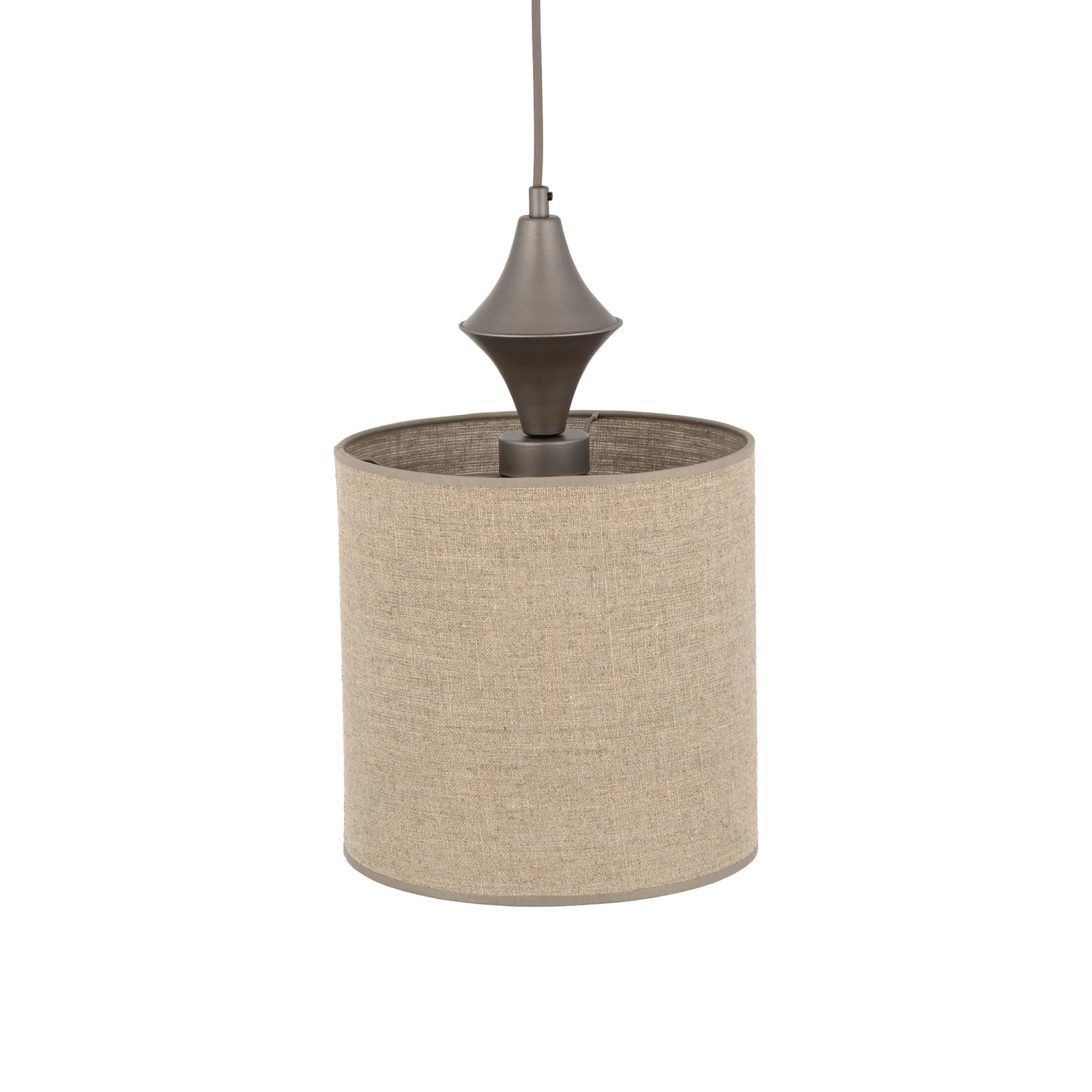 Pendant light E27 – cylindrical, brown, fabric shade