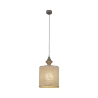 Pendant light E27 – cylindrical, brown, fabric shade - Image 10
