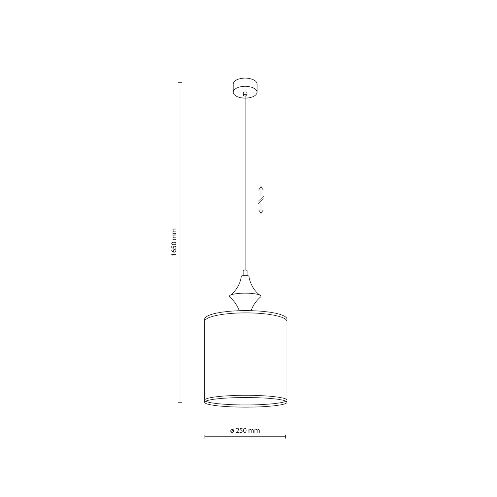 Pendant light E27 – cylindrical, brown, fabric shade